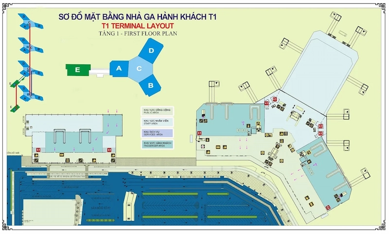Sơ đồ nhà ga T1 sân bay Nội Bài và cách di chuyển - TravelEasy