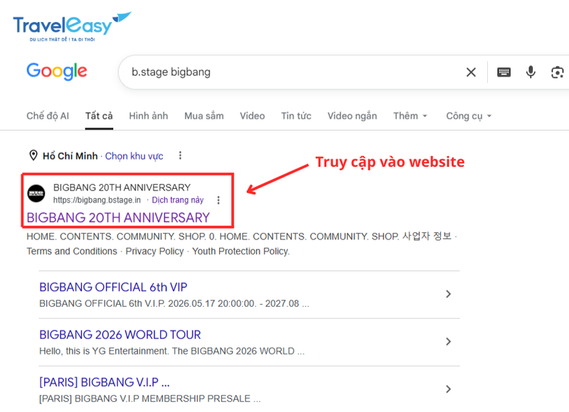 Hướng dẫn cách mua Membership BIGBANG - TravelEasy