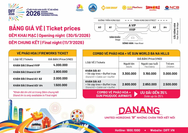 Lịch thi đấu và giá vé lễ hội pháo hoa Đà Nẵng 2026 - Travel Easy