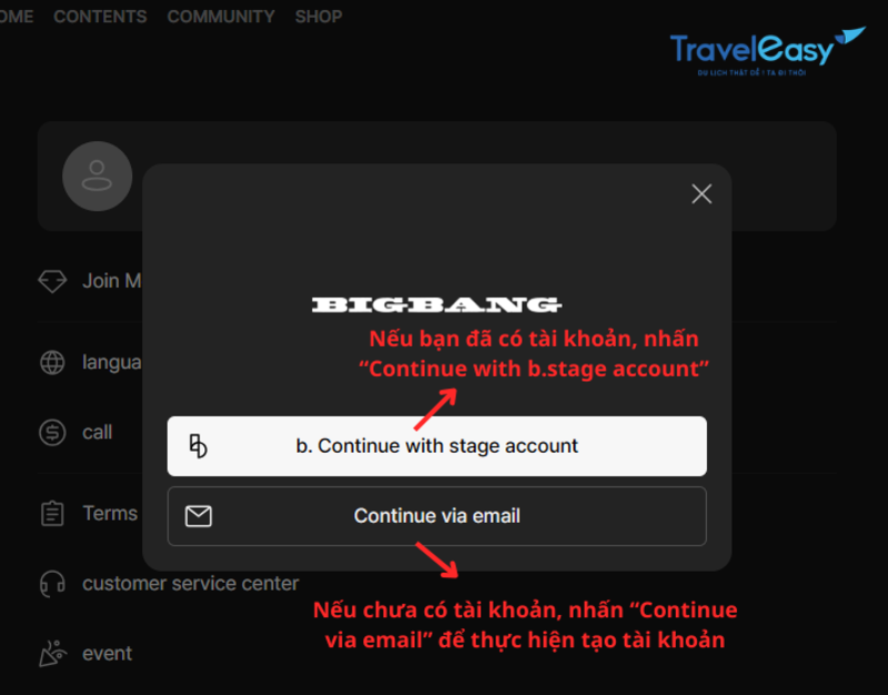 Hướng dẫn cách mua Membership BIGBANG - TravelEasy