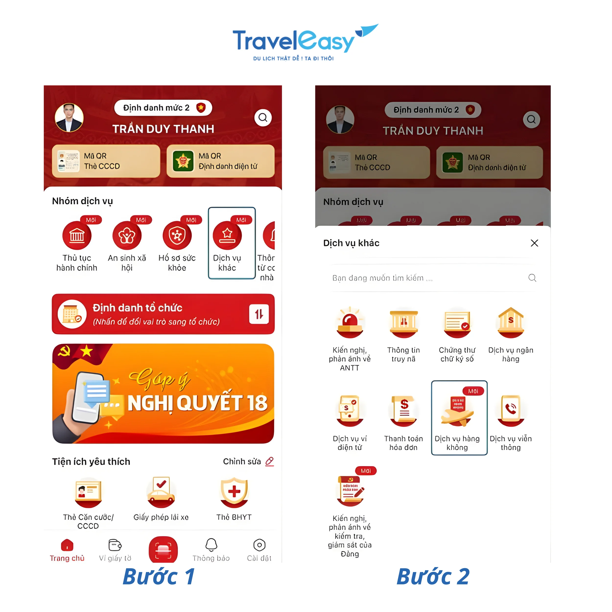 Đăng nhập VNeID và truy cập dịch vụ hàng không