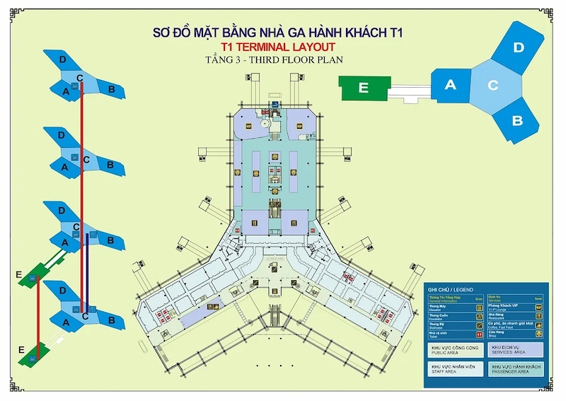 Sơ đồ nhà ga T1 sân bay Nội Bài và cách di chuyển - TravelEasy