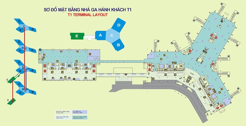 Sơ đồ nhà ga T1 sân bay Nội Bài và cách di chuyển - TravelEasy