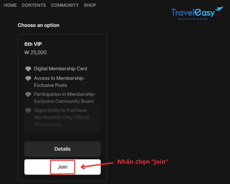 Hướng dẫn cách mua Membership BIGBANG - TravelEasy