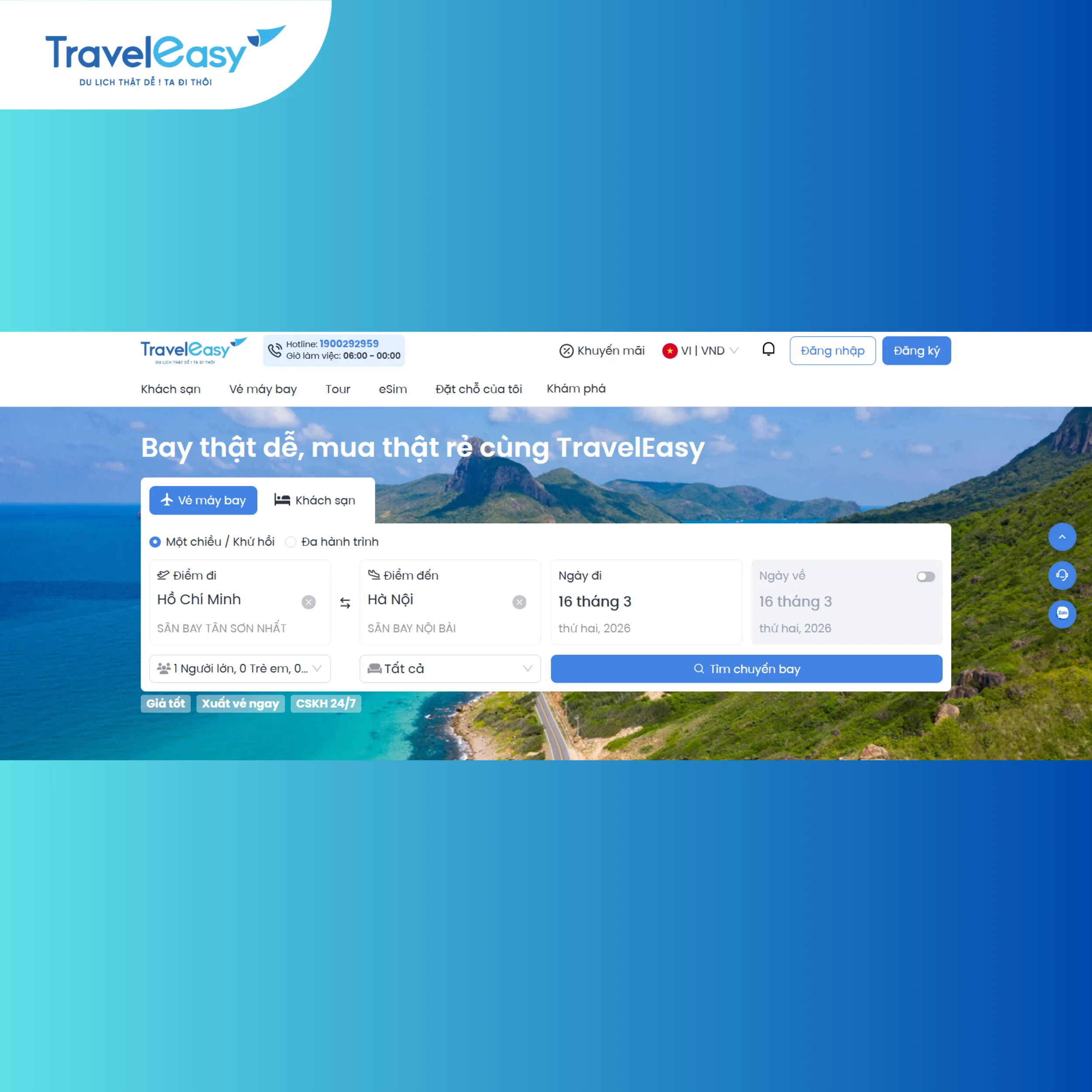 Travel Easy là website đặt vé máy bay giá rẻ, uy tín