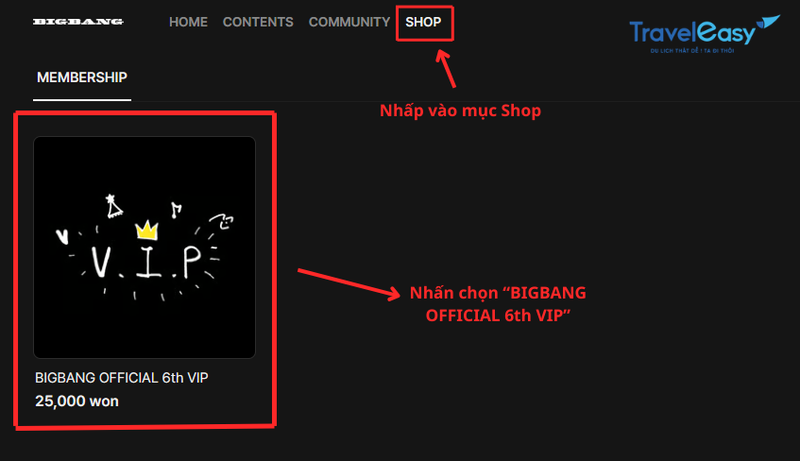 Hướng dẫn cách mua Membership BIGBANG - TravelEasy
